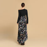 Black Floral Draped Skirt dress - Noētic