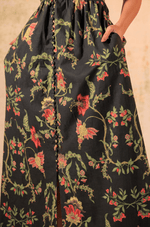 Black Floral Linen Dress - Noētic