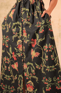 Black Floral Linen Dress - Noētic