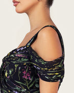 Black Floral Maxi Dress with Off-Shoulder Detail - Noētic
