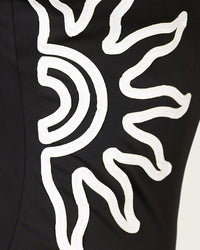 Black One-Piece Swimsuit with Sun Motif and Removable Straps - Noētic
