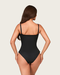 Black One-Piece Swimsuit with Sun Motif and Removable Straps - Noētic