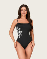 Black One-Piece Swimsuit with Sun Motif and Removable Straps - Noētic