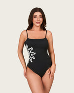 Black One-Piece Swimsuit with Sun Motif and Removable Straps - Noētic