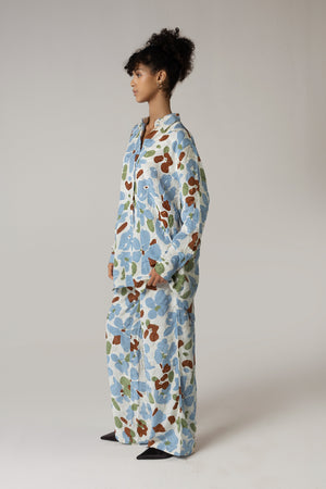 Blue and Brown Printed Co-ord Pant - Noētic