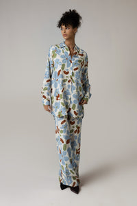 Blue and Brown Printed Co-ord Pant - Noētic