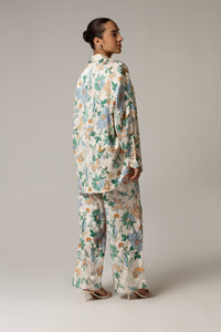Blue and Green Printed Co-ord Pant - Noētic