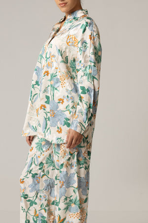 Blue and Green Printed Co-ord Pant - Noētic