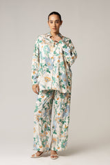 Blue and Green Printed Co-ord Pant