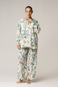 Blue and Green Printed Co-ord Pant - Noētic