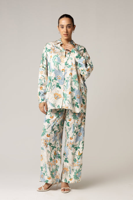 Blue and Green Printed Co-ord Pant - Noētic