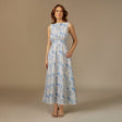 Blue And White Reef Linen Dress - Noētic