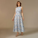 Blue And White Reef Linen Dress - Noētic