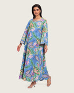 Blue Floral Maxi Dress with Square Neckline - Noētic
