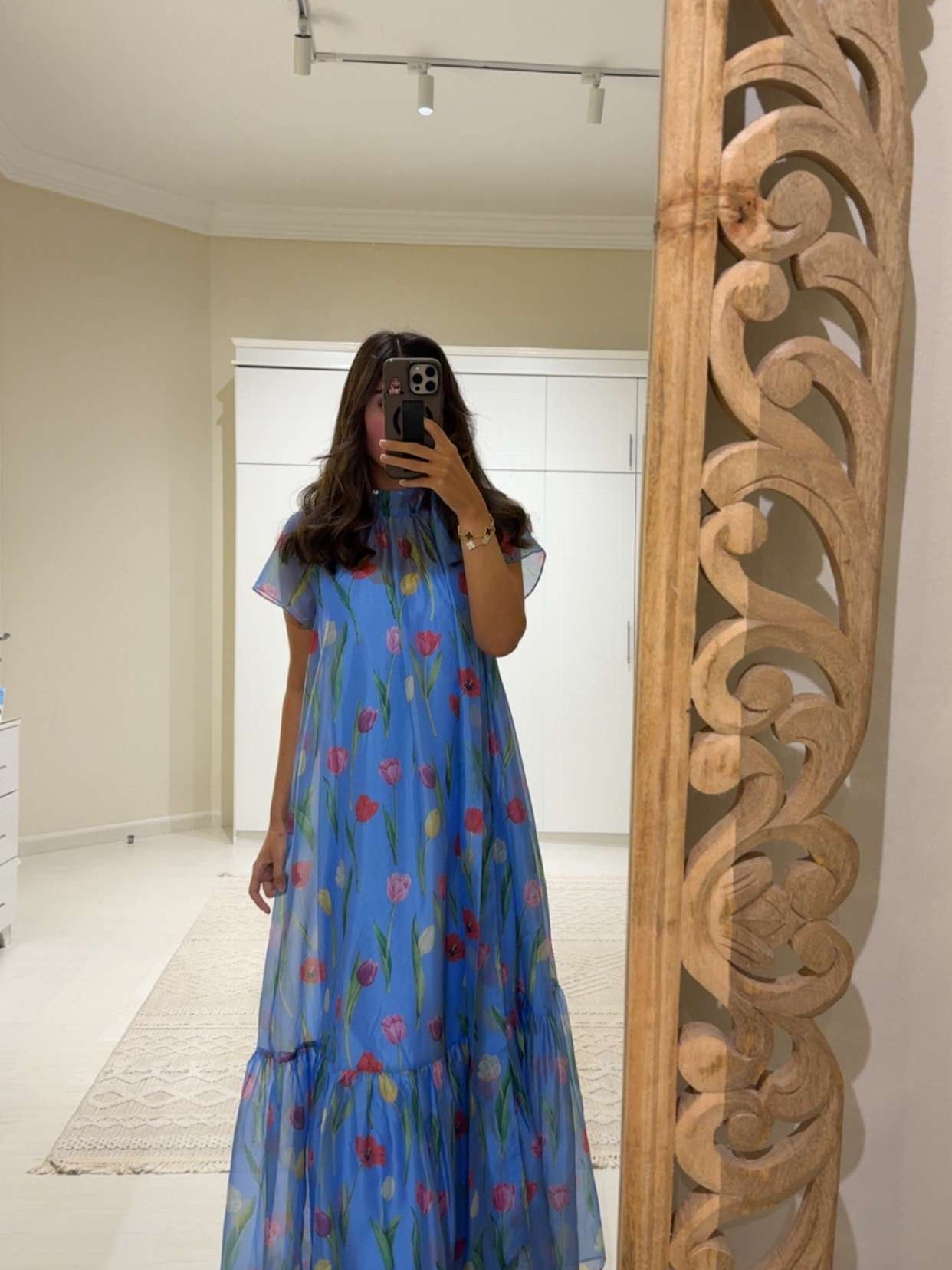 organza floral maxi dress Floral Print Suspender Strappy Back Waist Cinching Organza Maxi Dress roschic