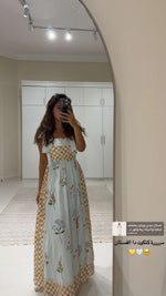 Botanical Poplin Midi Dress with Tie Straps, Smocked Back & Pockets - Noētic