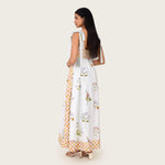 Botanical Poplin Midi Dress with Tie Straps, Smocked Back & Pockets - Noētic