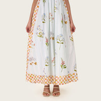 Botanical Poplin Midi Dress with Tie Straps, Smocked Back & Pockets - Noētic