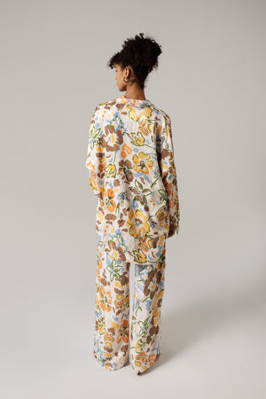 Brown and Orange Printed Co-ord Pant - Noētic