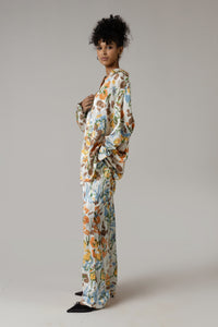 Brown and Orange Printed Co-ord Pant - Noētic