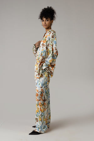 Brown and Orange Printed Co-ord Pant - Noētic