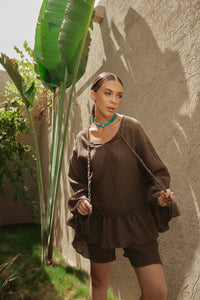 Brown Earthy Textured Cotton Set - Noētic