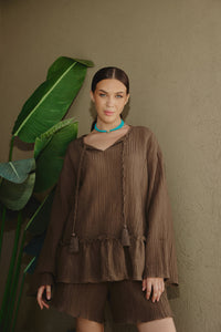 Brown Earthy Textured Cotton Set - Noētic