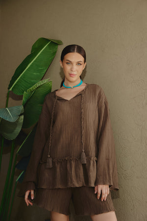 Brown Earthy Textured Cotton Set - Noētic