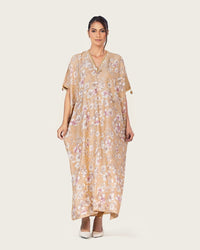 Brown Floral Loose Everyday Kaftan - Noētic