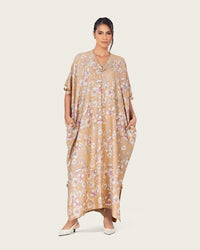 Brown Floral Loose Everyday Kaftan - Noētic