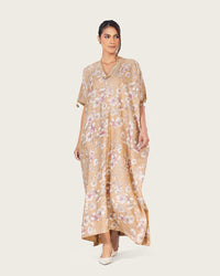 Brown Floral Loose Everyday Kaftan - Noētic