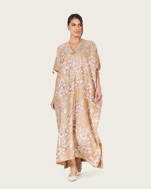 Brown Floral Loose Everyday Kaftan - Noētic