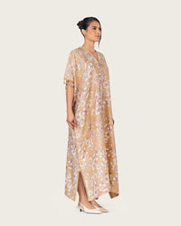 Brown Floral Loose Everyday Kaftan - Noētic