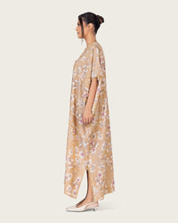 Brown Floral Loose Everyday Kaftan - Noētic