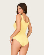 Butter Yellow Scalloped Swimsuit Set with Skirt Cover-Up - Noētic