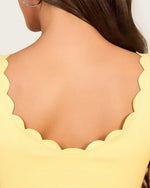 Butter Yellow Scalloped Swimsuit Set with Skirt Cover-Up - Noētic