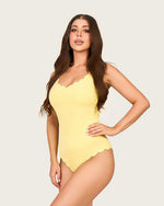 Butter Yellow Scalloped Swimsuit Set with Skirt Cover-Up - Noētic