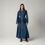 Button-Front A-Line Denim Co-ord Skirt - Noētic