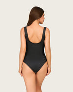 Classic Black One-Piece Swimsuit with Pearl-Inspired Details - Noētic
