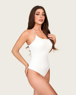Classic White Swimsuit Set with Decorative Stone Detail & Wrap Skirt Cover-Up - Noētic