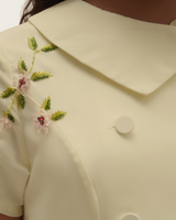 Luxury Butter Yellow Hand-Embellished Crepe Dress