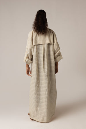 Cotton Abaya with Tonal Pattern and Floral Appliqué Pocket - Noētic