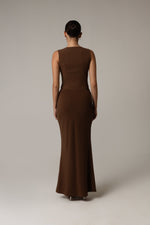 Crepe Co-ord Vest with Button Details in Brown - Noētic