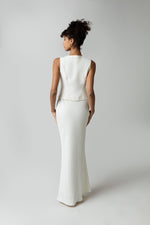 Crepe Co-ord Vest with Button Details in White - Noētic