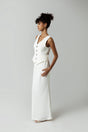 Crepe Co-ord Vest with Button Details in White - Noētic