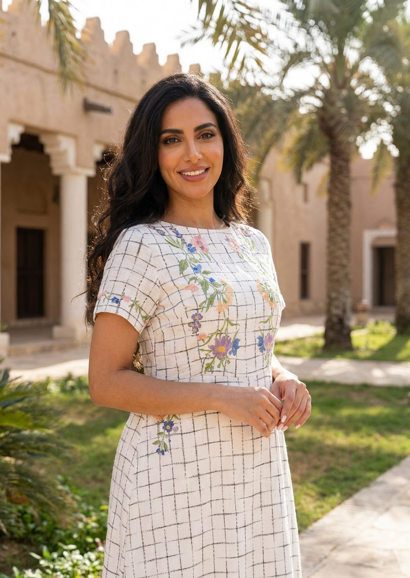 فستان لينن أسود مورد