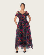 Elegant tropical floral chiffon dress - Noētic