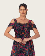 Elegant tropical floral chiffon dress - Noētic