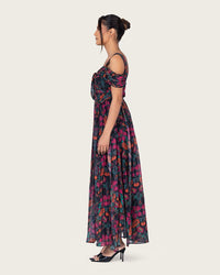 Elegant tropical floral chiffon dress - Noētic