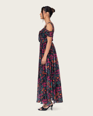 Elegant tropical floral chiffon dress - Noētic
